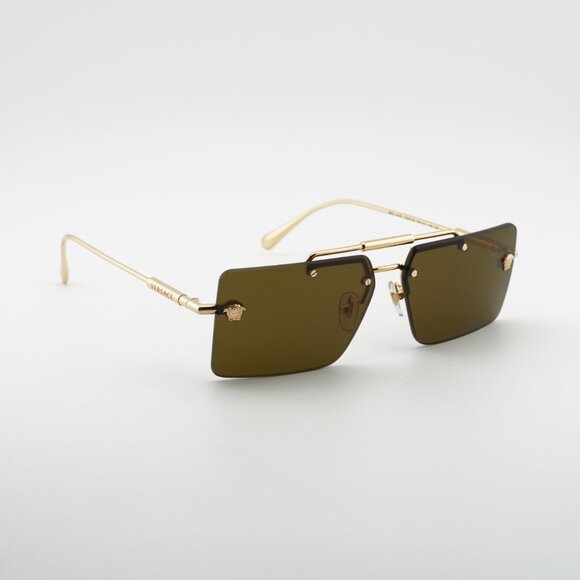 Versace VE2245 100273 Sunglasses Gold Rectangle Frame, Brown Gradient Lenses main image 5